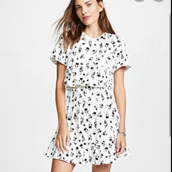 Parker Smocked Waist Floral T Shirt Dress Medium - Picture 1 of 6